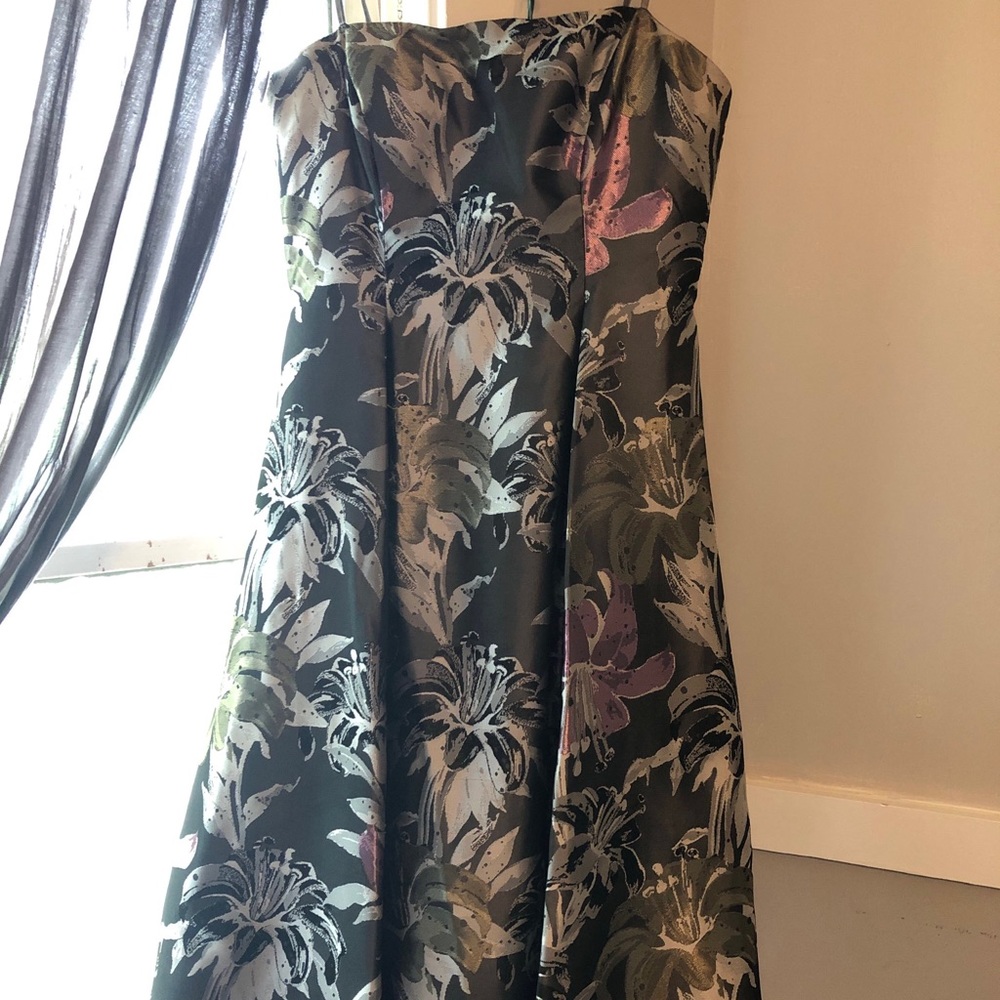 Strapless floral formal dress